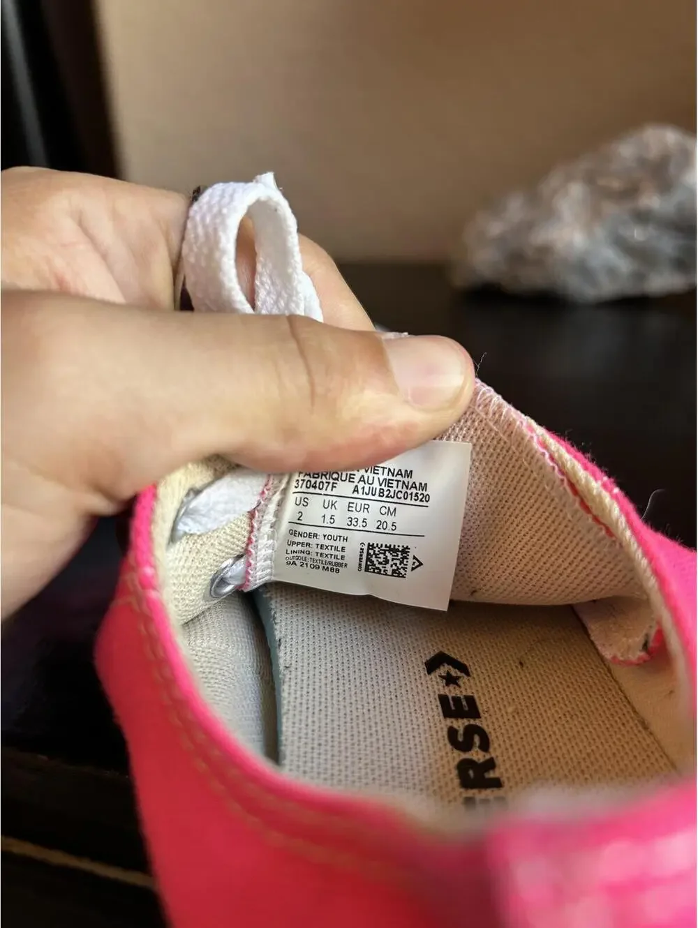 Girls Converse All Star Pink Low Top Canvas Sneakers US 2